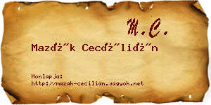 Mazák Cecílián névjegykártya